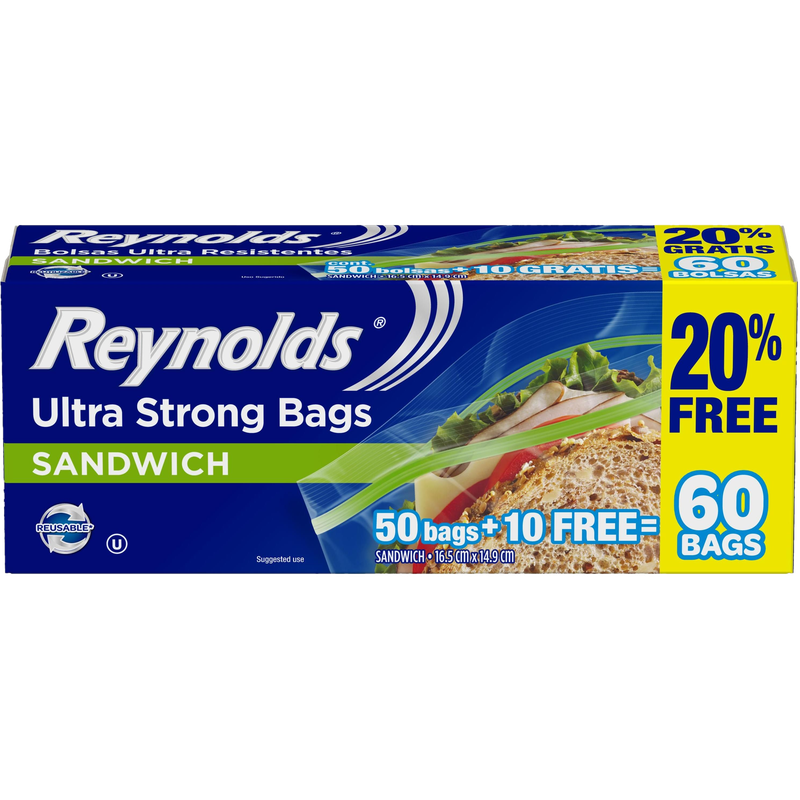 Bolsas Para Sandwich Con Cierre Slider Reynolds 60 Unidades