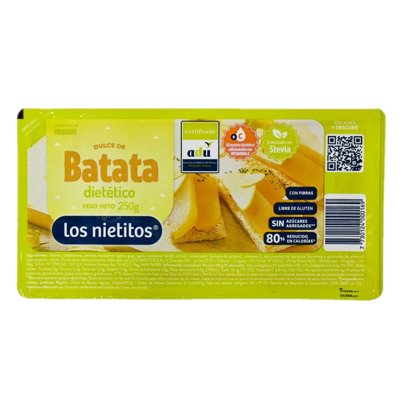 Dulce De Batata Cero Azúcar Los Nietitos 250 G