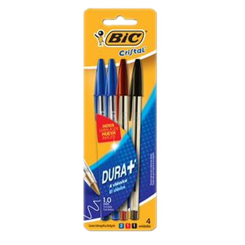 Boligrafo Bic Cristal 4 Unidades 2 Az-roj-neg