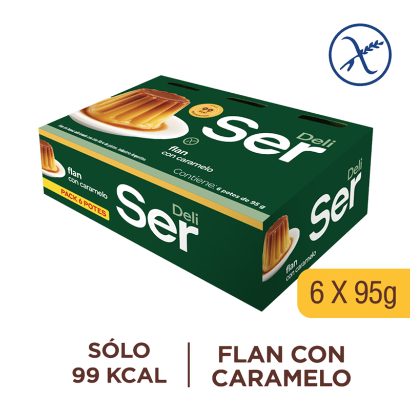 Flan Ser Vainilla Con Caramelo 6 Unidades 95 G Pack