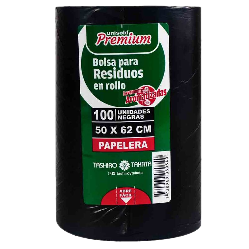 Bolsa Residuo En Rollo Unisold 50x62 Negra 100 Unidades