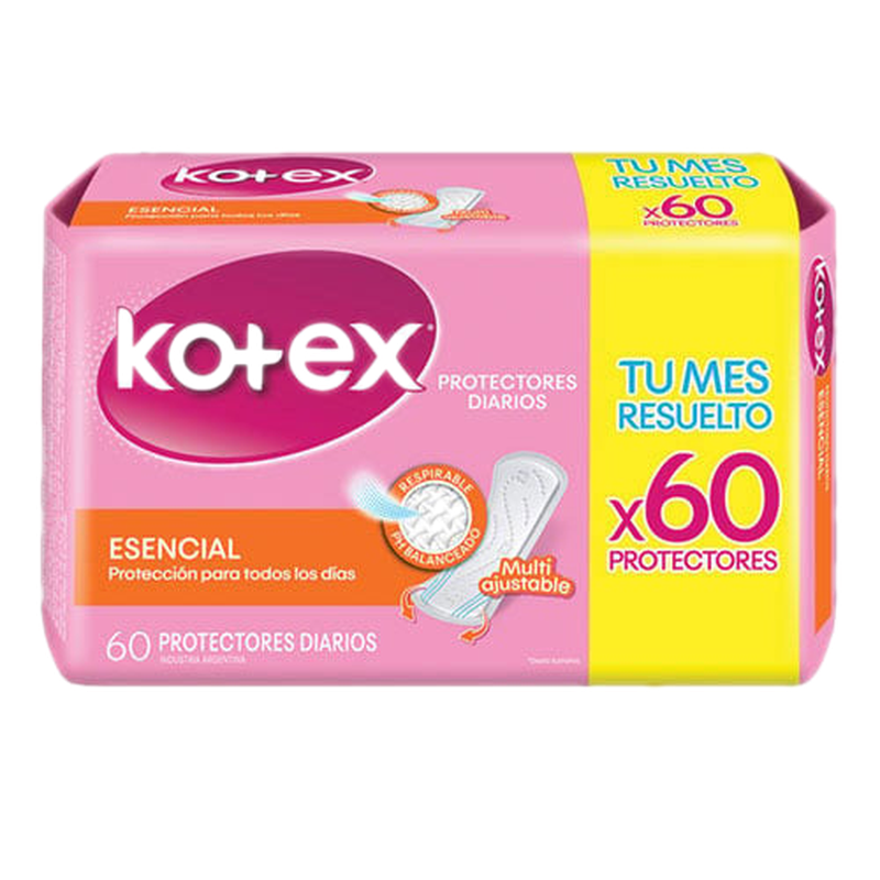 Protectores Diarios Kotex Multiajustable Esencial 60 Unidades