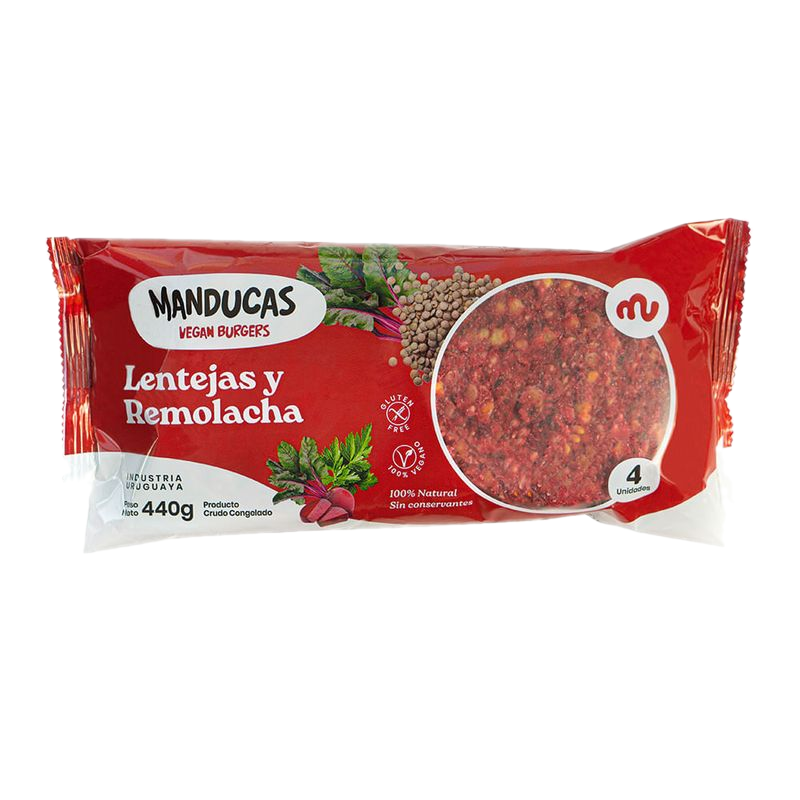 Hamburguesas De Lentejas Y Remolacha Manducas 4 Unidades 440 G