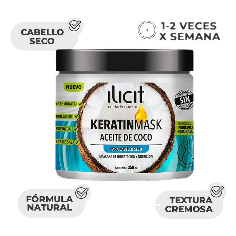 Mascarilla Capilar Keratina Ilicit Coco 350 Ml