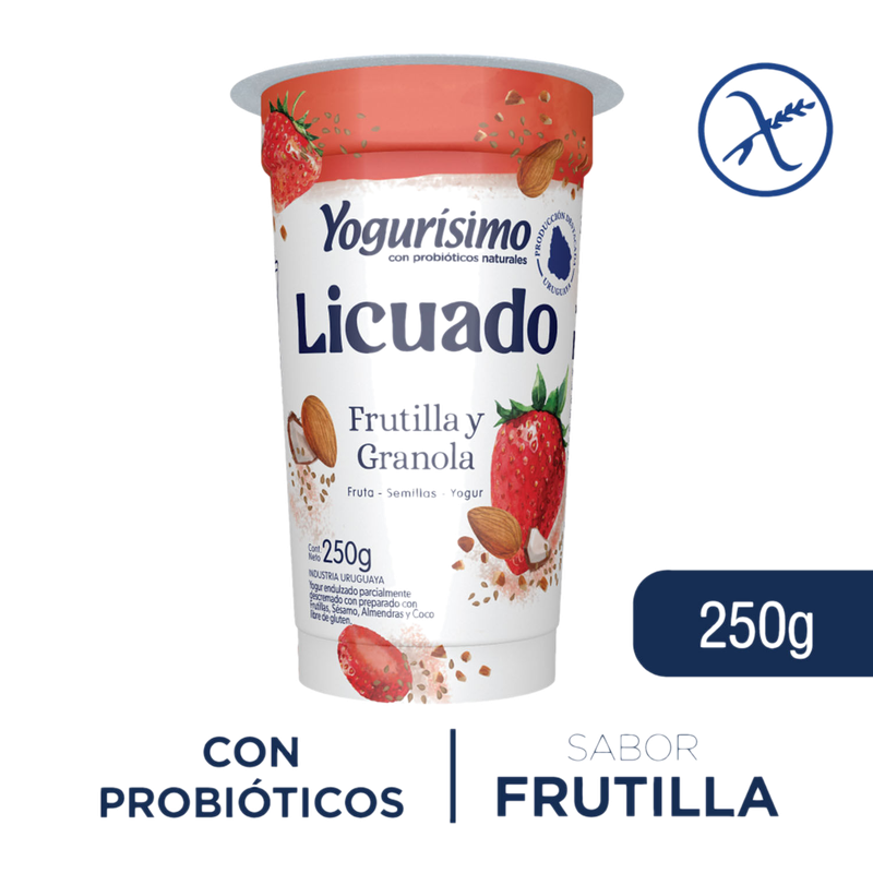 Yogur Yogurisimo Licuado Frutilla Y Granola Pote 260 G Bebibl
