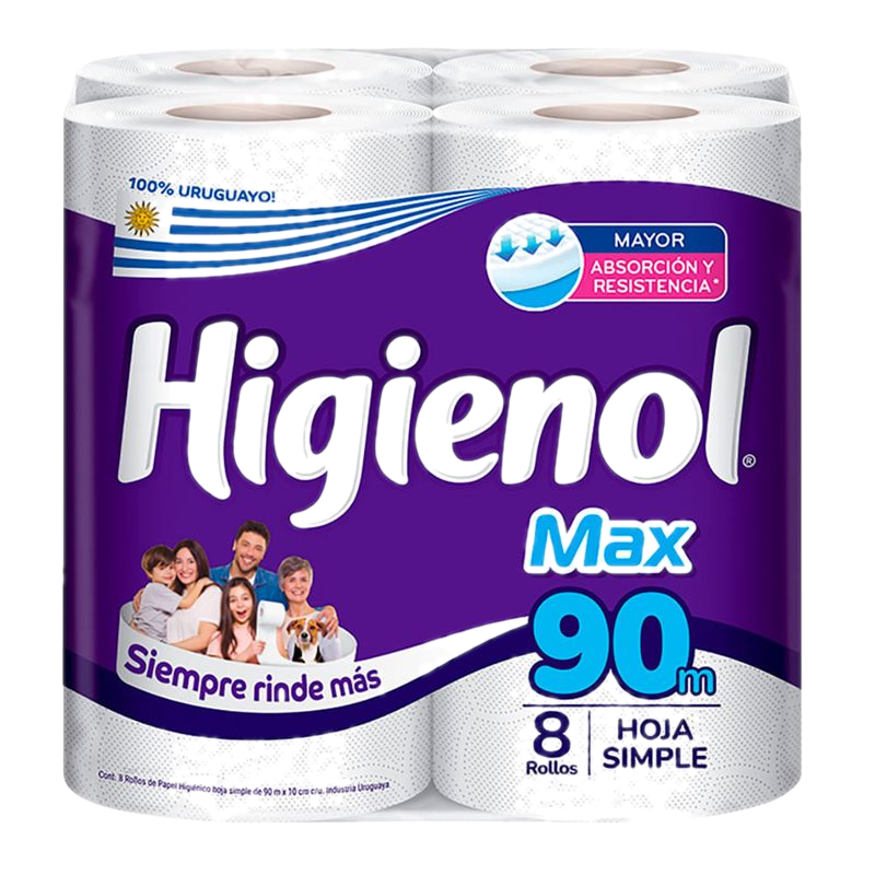 Papel Higiénico Higienol Max 90 M 8 Unidades