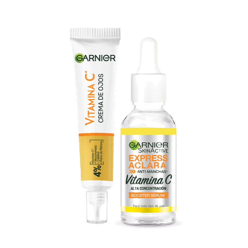 Pack Garnier Express Aclara - Serúm Vitamina C 30 Ml + Crema Anti Ojeras 15 Ml