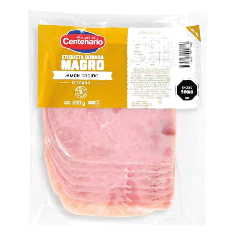 Jamón Cocido Magro Centenario Etiqueta Dorada 200 G