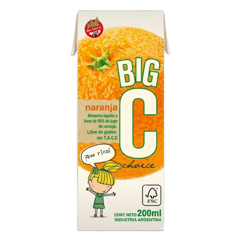 Jugo Big C Sabor Naranja 200 Ml