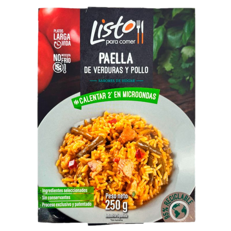 Paella De Verduras Y Pollo Listo Para Comer 250 G