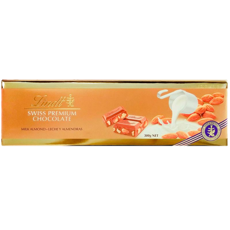 Chocolate Lindt Lindor Premium Leche Y Almendras 300 G