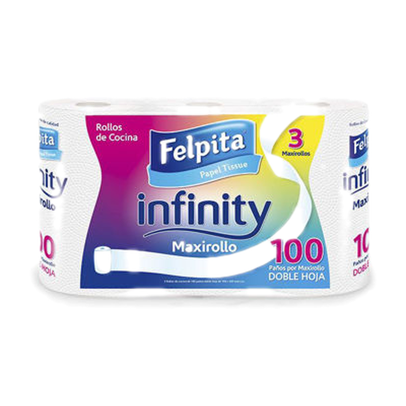 Rollo De Cocina Felpita Infinity 3 Unidades 100 Piezas