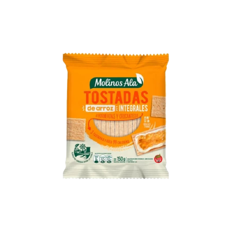Tostadas De Arroz Integrales Libres De Gluten Molinos Ala 150 G