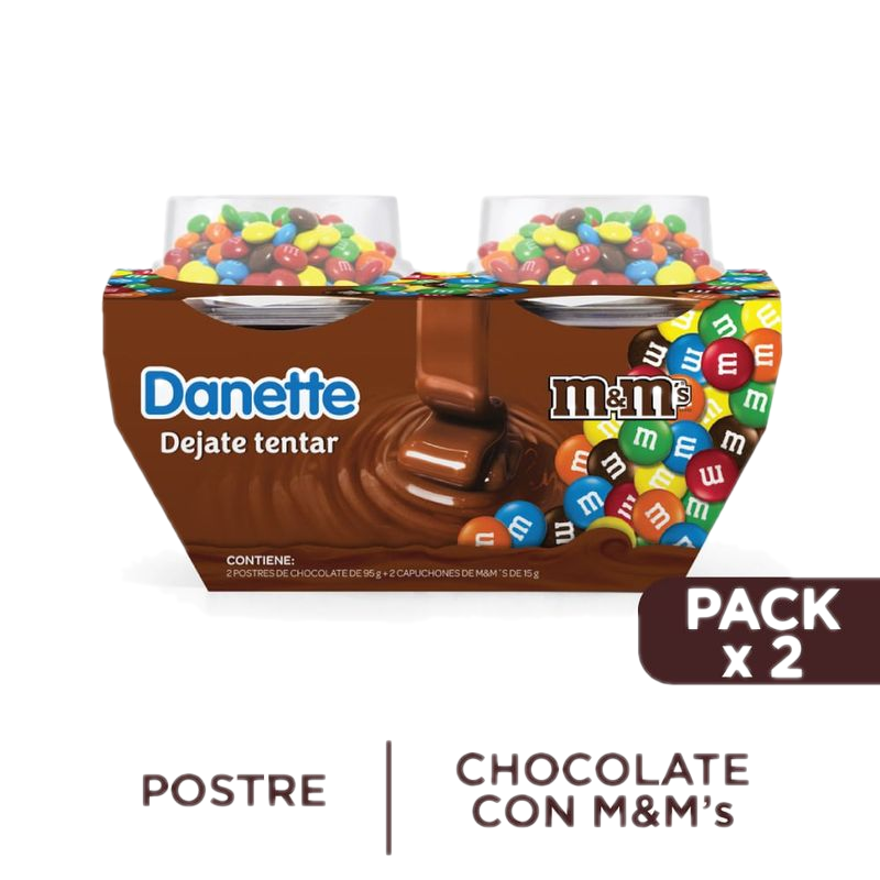 Pack Danette Chocolate 2 Unidades + M&m 220 G