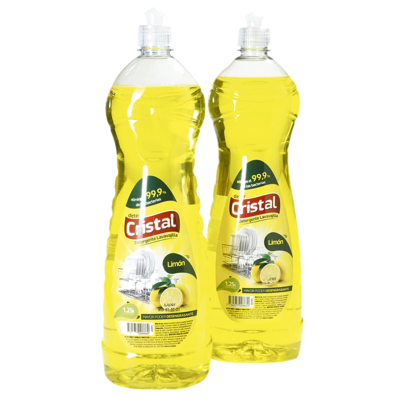 Pack 2 Unidades Detergente Lavavajilla Deter Cristal 1.25 L