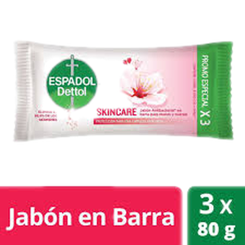 Jabon Espadol Barra Skincare Antibacterial 90 G 3 Unidades