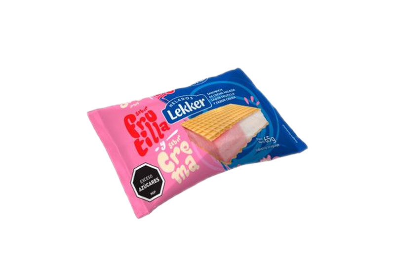 Helado Sandwich Lekker Frutilla Y Crema 65 G