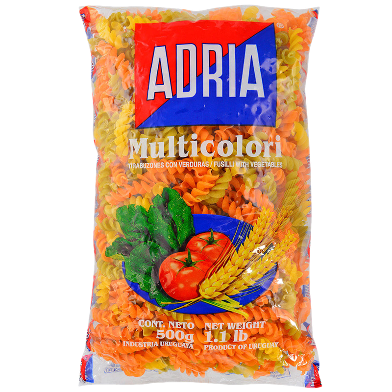 Fideos ADRIA tirabuzón multicolor 500 g