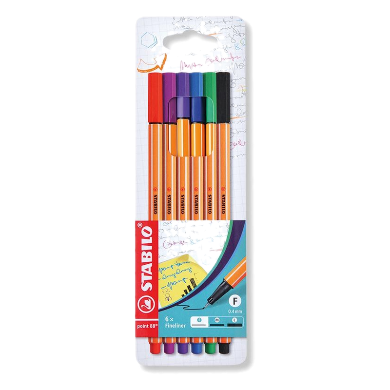 Marcador Fino Stabilo Point 88 0.4mm 6 Unidades