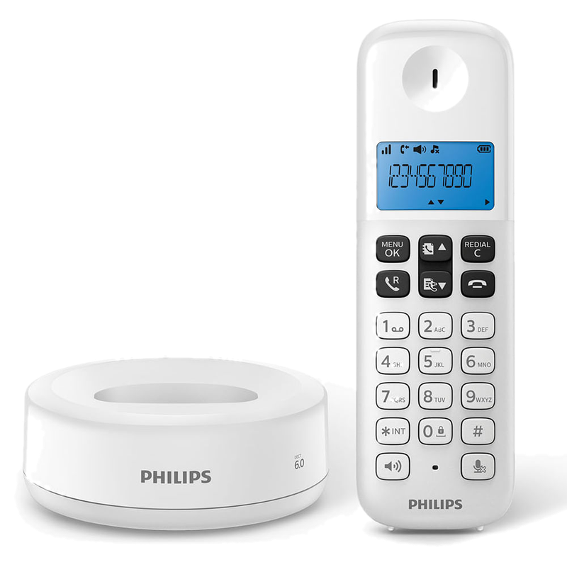 Teléfono Philips Inalámbrico D1311 Blanco