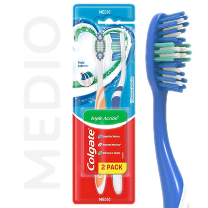 Colgate Cepillo Triple Accion Medio 2 Unidades