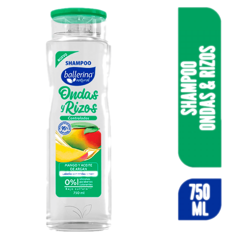 Shampoo Ballerina Ondas Y Rizos Mango Y Aceite 750 Ml
