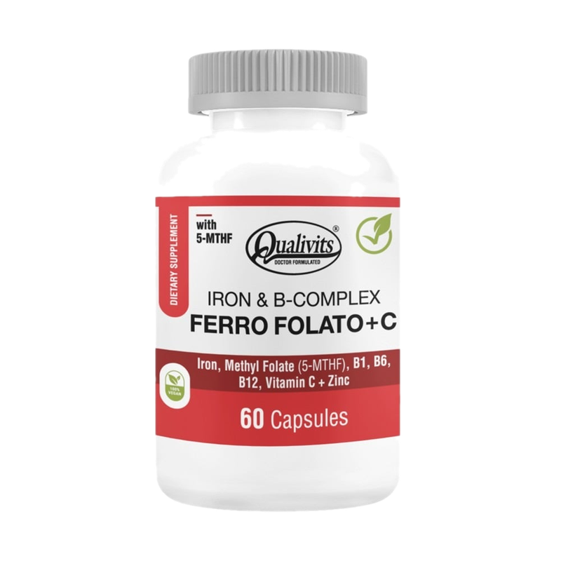 Ferro Folato + C Qualivits Hierro Y Complejo B 60 Cápsulas