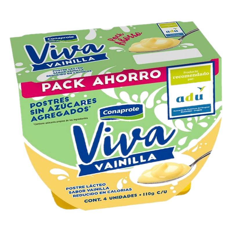Pack 4 Postres Viva 0% Sabor Vainilla 110 G C/u