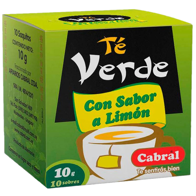 Té Verde Cabral Con Limón 10 Unidades