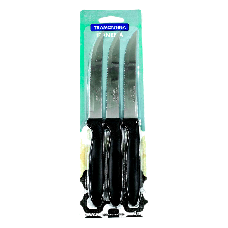 Cuchillo Tramontina Ipanema Negro Para Asado 3 Unidades