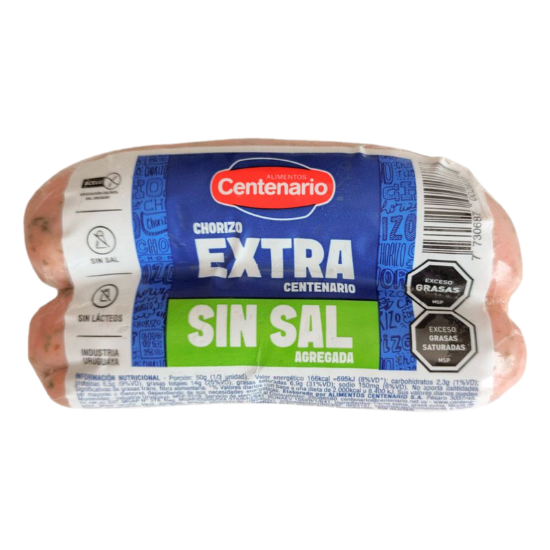 Chorizos Extra Centenario Sin Sal Al Vacío 2 Unidades