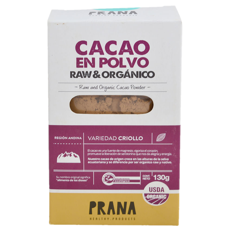 Cacao En Polvo Orgánico Prana 130 G
