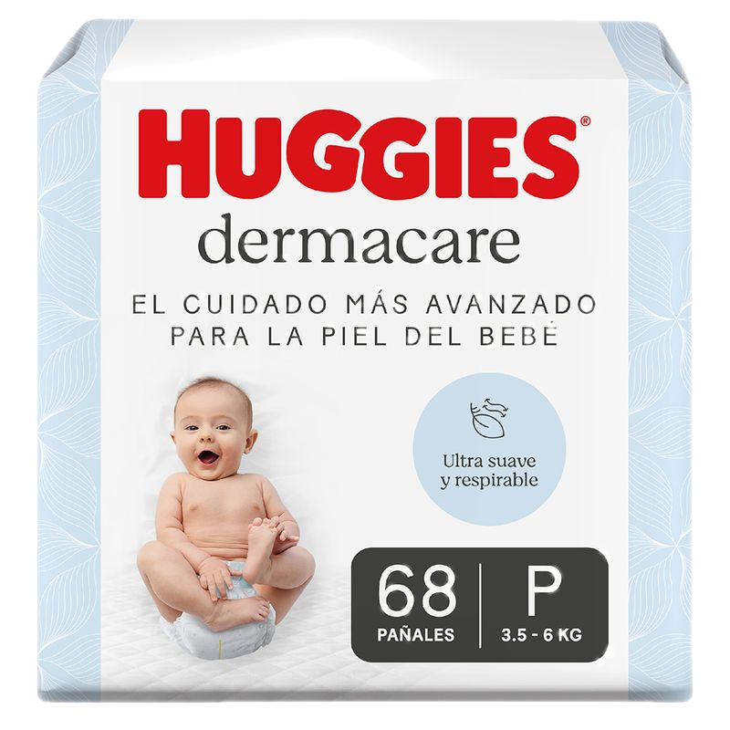 Pañal Huggies Dermacare Talle P 68 Unidades