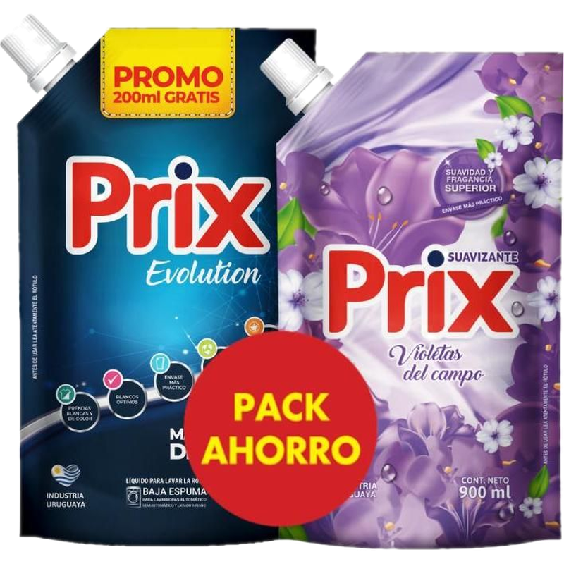 Pack De Limpieza Prix Suavizante 900 Ml + Jabón Líquido 1 L