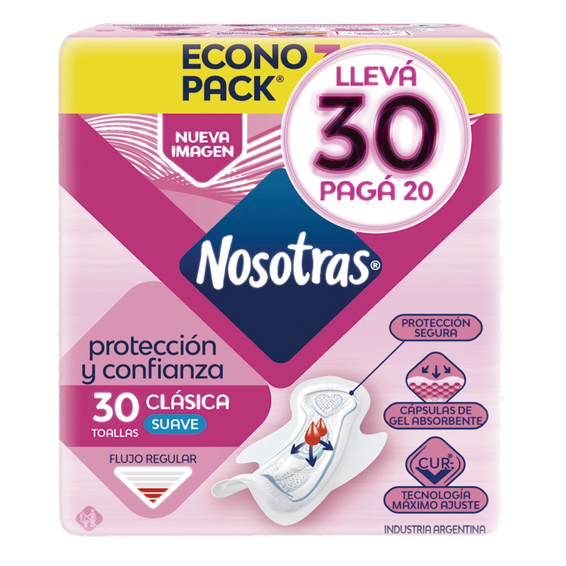 Toalla Higienica Nosotras Clasica Promo Lleve 30 Pague 20
