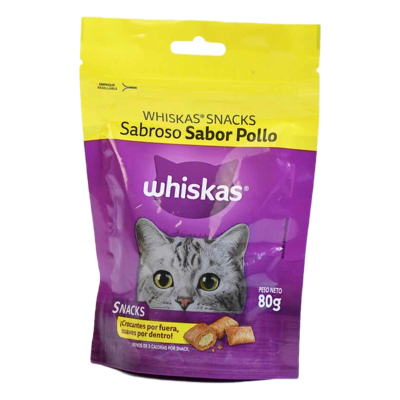 Alimento Para Gatos Whiskas Snacks Sabor Pollo 80 G