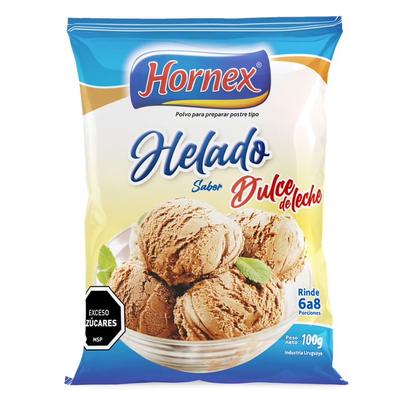 Helado Hornex Polvo Dulce De Leche 100 G Con Azucar