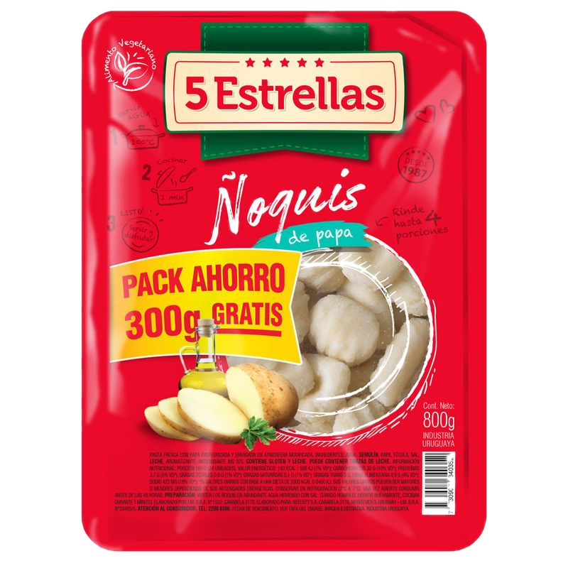 Ñoquis De Papa 5 Estrellas 800 G