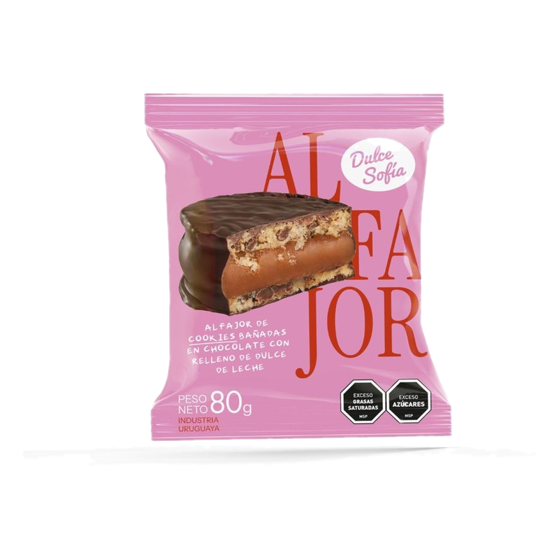 Alfajor De Cookies Dulce Sofía Bañadas En Chocolate Con Relleno De Dulce De Leche 80 G