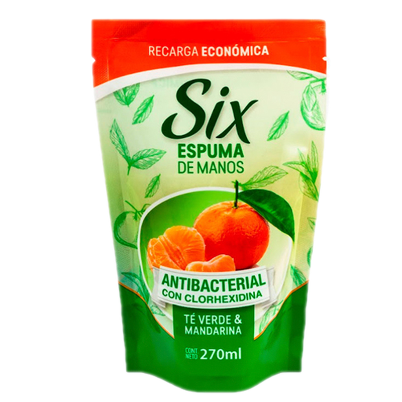 Jabón En Espuma De Ducha Six Té Verde Para Manos Refill 270 Ml