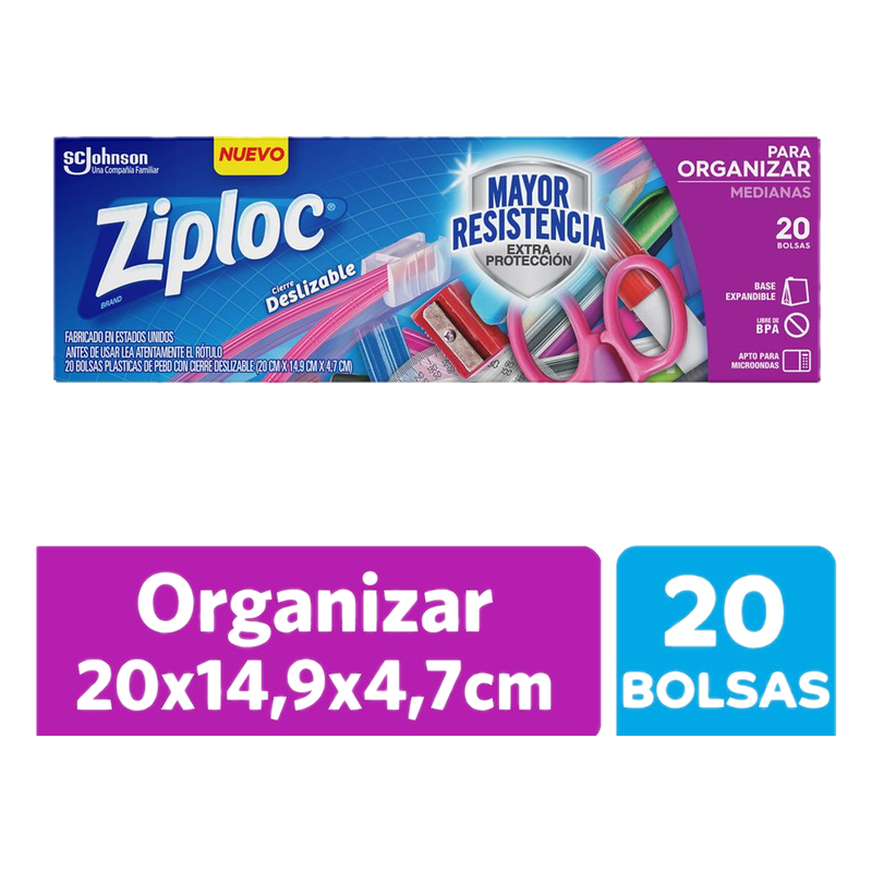 Bolsas Herméticas Ziploc Para Organizar Medianas 20 Unidades