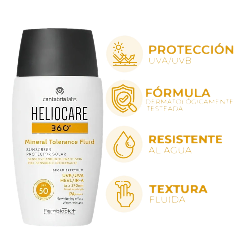 Protector Solar Heliocare 360° Fluido Mineral Tolerance Fps50+ 50 Ml