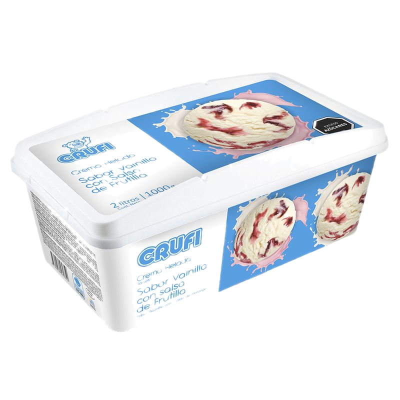 Helado Crufi Crema Con Salsa Frutilla 2 L
