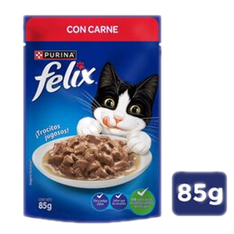 Alimento Húmedo Gato Felix Sabor Carne 85 G