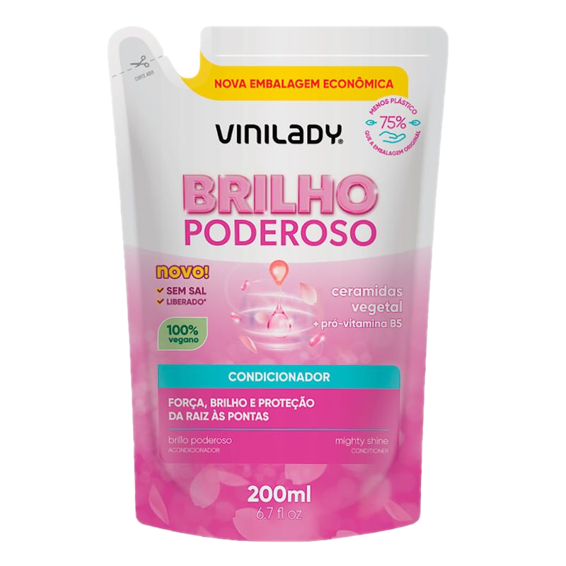 Acondicionador Vini Lady Recarga Brillo Poderoso 200 Ml