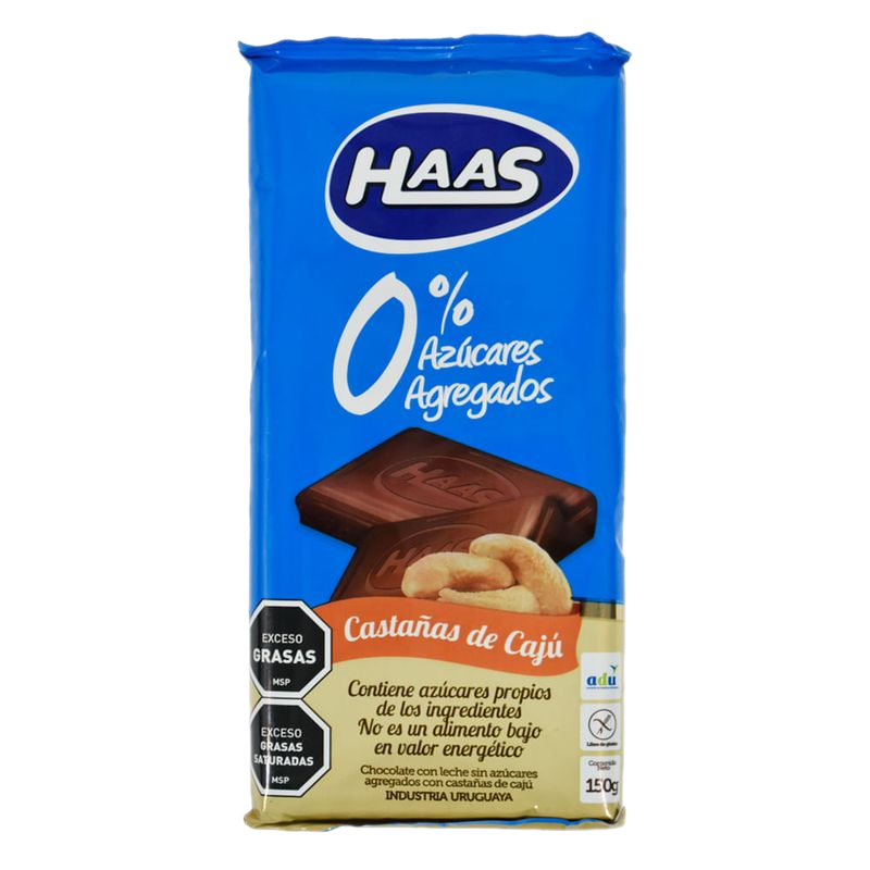 Chocolate Haas 0% Azúcar Castaña Cajú 150 G