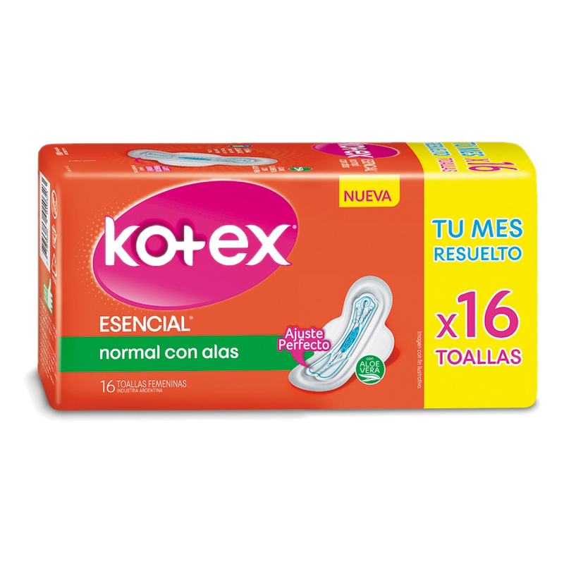 Toallas Femeninas Kotex Normal Con Alas Con 16 Unidades