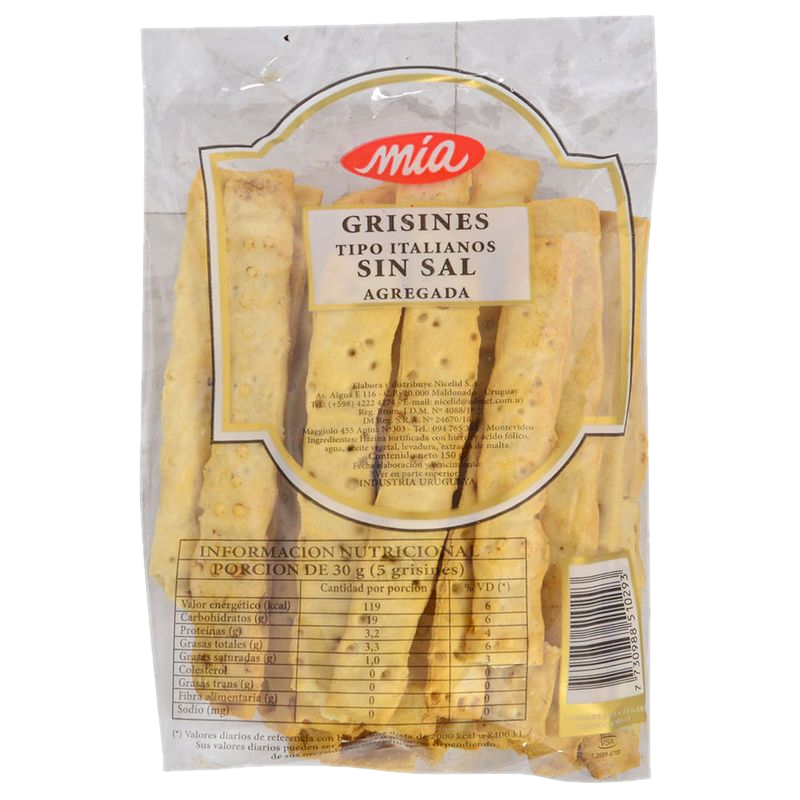 Grisines Italianos Sin Sal 150 G