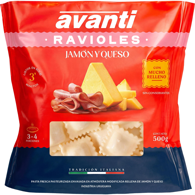 Ravioles Jamón Y Queso 500 Gs. Avanti(n*)