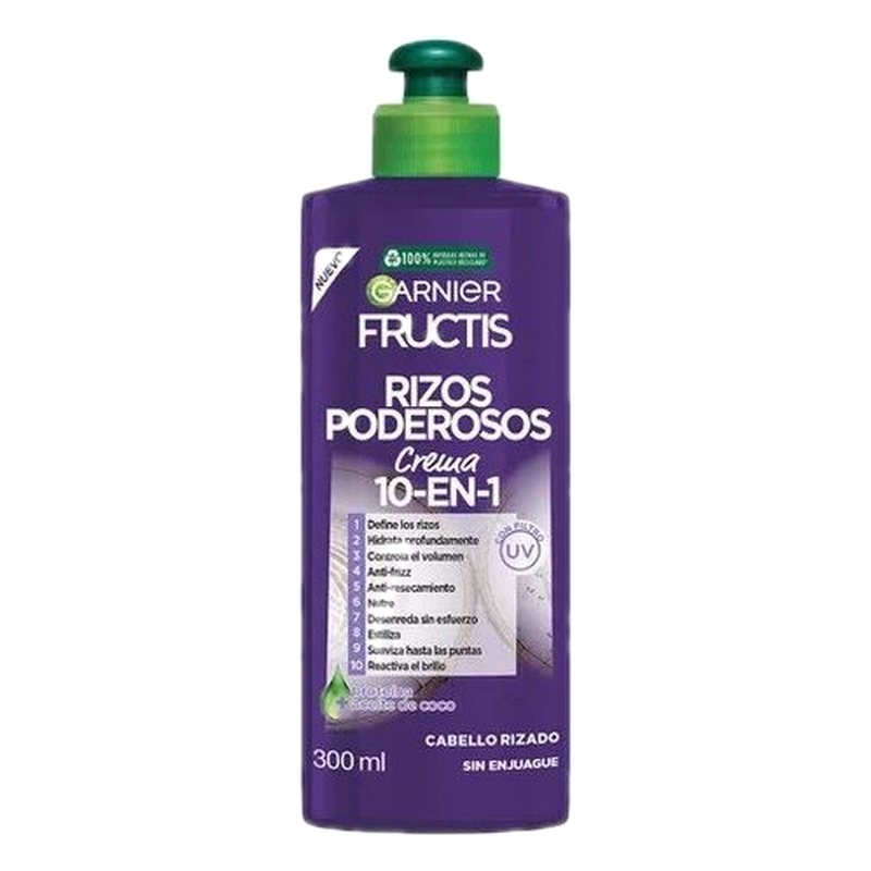 Garnier Fructis Crema Para Peinar 10 En 1 Rizos Poderosos 300 Ml